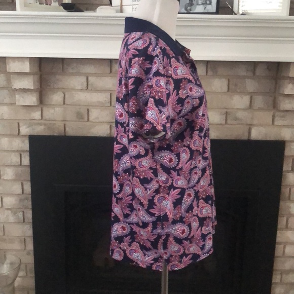 Land’s End Blue Pink Paisley Polo Style Shirt size Large Petite - Picture 5 of 9